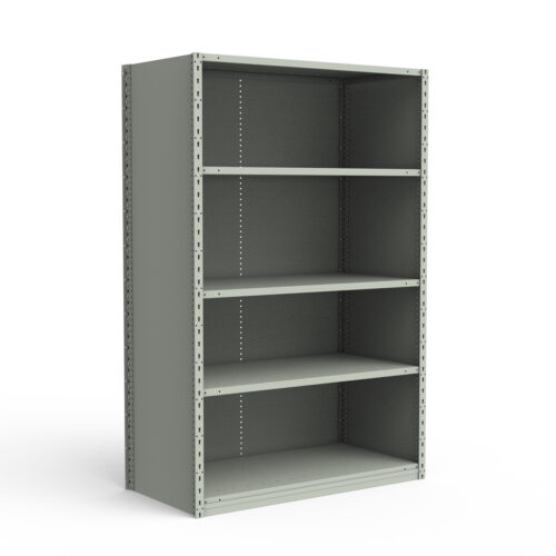 Étagère fermée, 5 tablettes, poteaux perforés (42"L x 24"P x 75"H)
