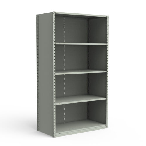 Étagère fermée, 5 tablettes, poteaux perforés (42"L x 24"P x 87"H)