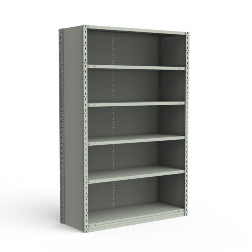 Étagère fermée, 6 tablettes, poteaux perforés (42"L x 12"P x 75"H)