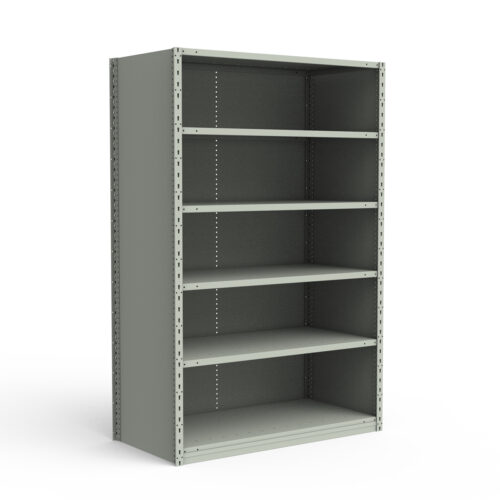 Étagère fermée, 6 tablettes, poteaux perforés (42"L x 24"P x 75"H)