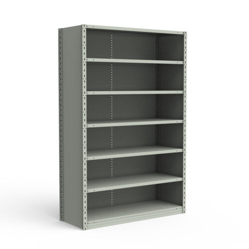 Étagère fermée, 7 tablettes, poteaux perforés (42"L x 18"P x 75"H)