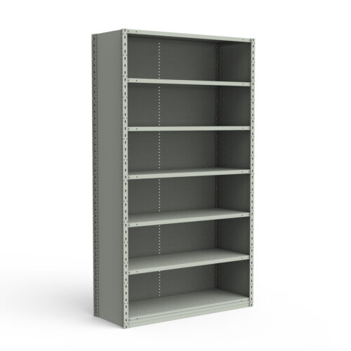 Étagère fermée, 7 tablettes, poteaux perforés (42"L x 12"P x 87"H)