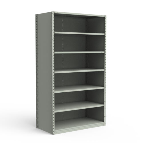 Étagère fermée, 7 tablettes, poteaux perforés (42"L x 24"P x 87"H)