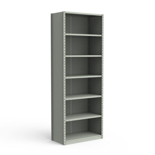 Étagère fermée, 7 tablettes, poteaux perforés (36"L x 18"P x 99"H)
