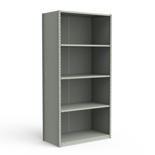 Étagère fermée, 5 tablettes, poteaux perforés (42"L x 24"P x 99"H)