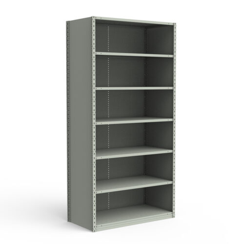 Étagère fermée, 7 tablettes, poteaux perforés (42"L x 24"P x 99"H)