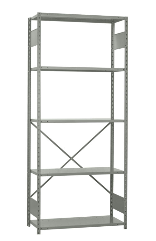 Étagère ouverte, 5 tablettes, poteaux perforés (42"L x 18"P x 99"H)