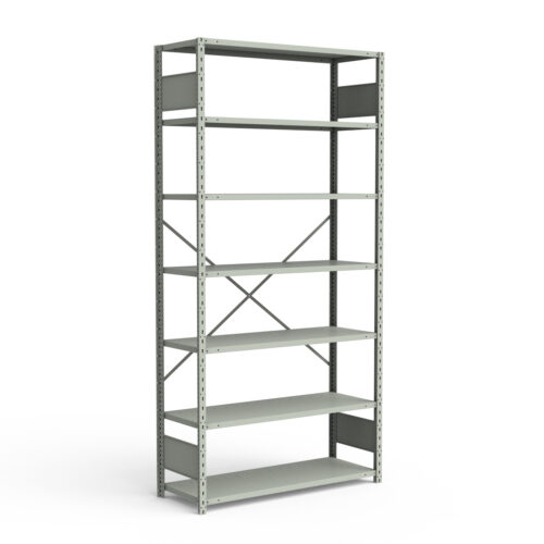 Étagère ouverte, 7 tablettes, poteaux perforés (42"L x 18"P x 99"H)