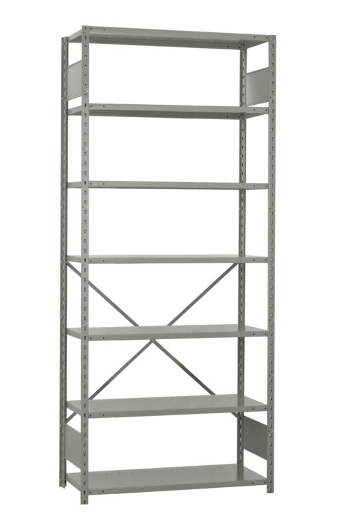Étagère ouverte, 7 tablettes, poteaux perforés (42"L x 24"P x 99"H)