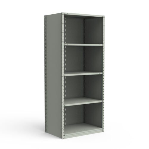 Étagère fermée, 5 tablettes, poteaux perforés (36"L x 24"P x 87"H)