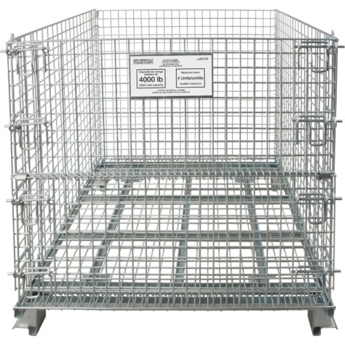 Conteneur repliable en métal grillagé.40"la x 48"pr x 42"h. Cap 4000 lb