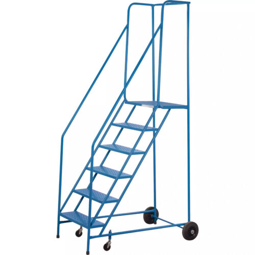 Escabeau mobile 6 marches de 22"la, pied verrouillable. Hauteur 55", garde. Certifier CSA