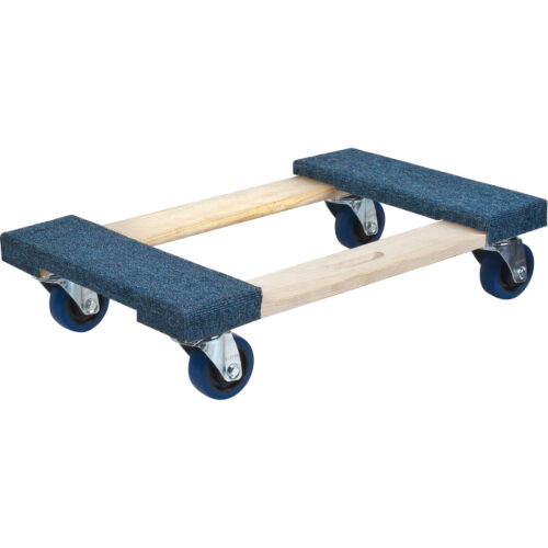 Socle roulant en bois dur à bouts avec tapis. 18"la x 24"lo x 7"h. Cap 1400 lb
