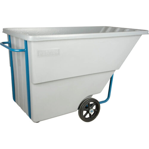 Chariot basculeur en polyéthylène 1.1 vg cube. 66"lo x 34"l x 43"h. Cap 1250 lb