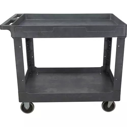 Chariot utilitaire en plastique 2 tablettes, 24" x 32-1/2" x 40"h. Cap 550 lb