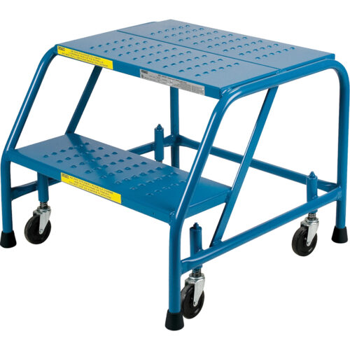 Escabeau roulant 2 marches 18" la. Pied verrouillable.Hauteur de la plateforme 19"