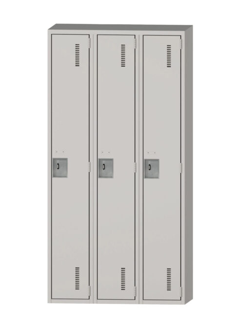 Vestiaire 1 porte de haut 36"la x 18"pr x 72"h (unité triple) Série F70. 1 tablette, 3 crochets, gris 9363