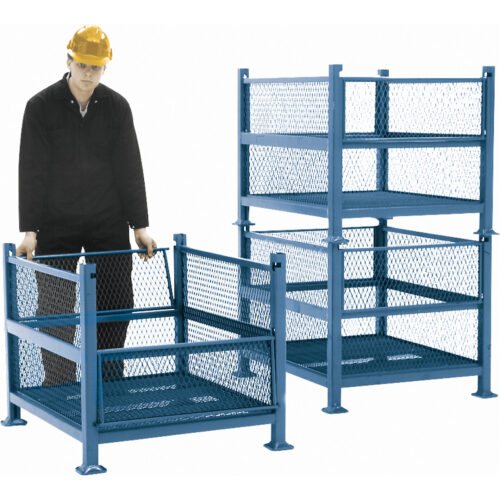 Conteneurs en métal grillagé, 2 panneaux repliables, Capacité 2500 lb, 34,5" la x 40,5" p x 32,25" h