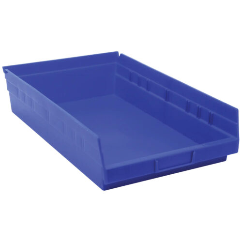 Bacs de rangement pour tablettes, 11-1/8" la x 4" H x 17-7/8" p, Bleu, Capacité 40 lb