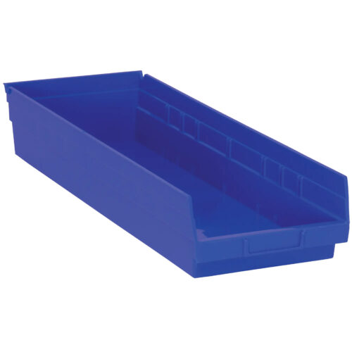 Bacs de rangement pour tablettes, 8-3/8" la x 4" H x 23-5/8" p, Bleu, Capacité 50 lb