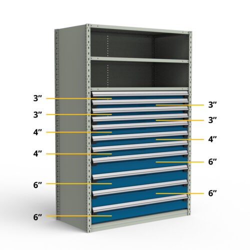 Étagère avec tiroirs, 48"H de tiroirs (48"L x 24"P x 75"H)